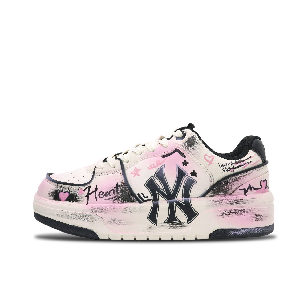 MLB Chunky Liner Abrasion Resistant Lightweight Height Increasing Low top Skateboard Shoes Unisex Sweetheart Pink