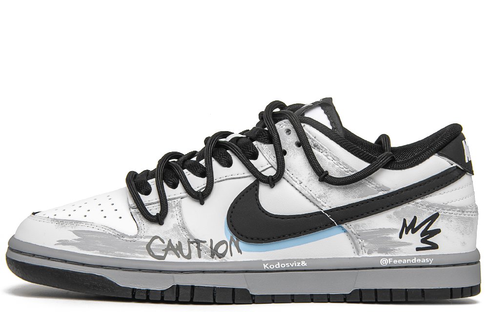Nike Dunk Xingji Graffiti Anti Slip Wear Resistant Low Top Skateboard Shoes Men's Black