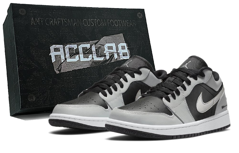 Jordan Air Jordan 1 Abrasion Resistant Low top Vintage Basketball Shoes Unisex Shadow Gray