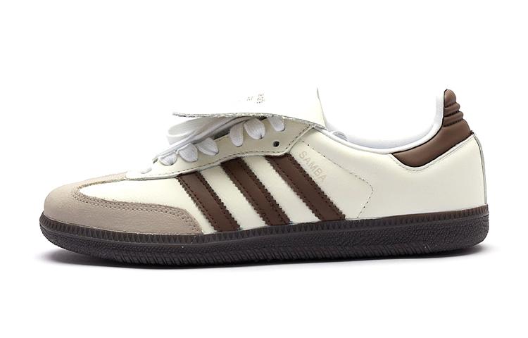Adidas Originals Samba Anti Slip Wear Resistant Low Top Skateboard Shoes Unisex Beige Brown