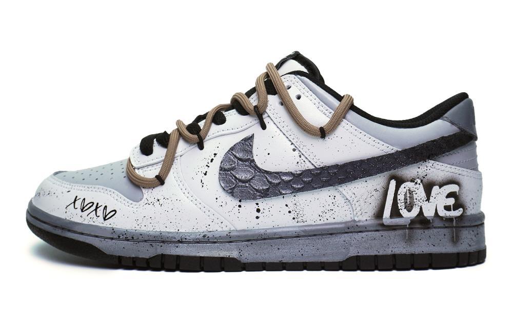 Nike Dunk Snake Skin LOVE Low-Top Skateboard Shoes Men's Gray Black