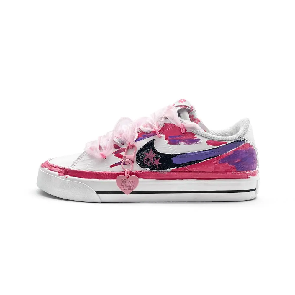 Nike Court Legacy Double Star Lovers Cushioning Low top Skateboard Shoes Unisex Pink White Purple
