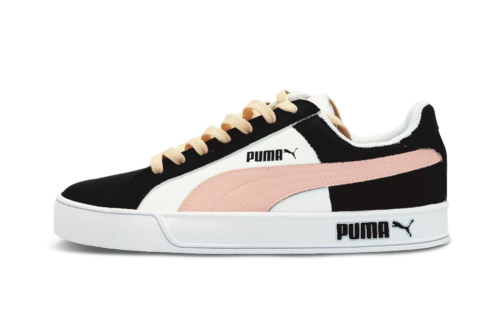 PUMA Smash Vulc Anti-Slip Wear-Resistant Low-Top Skateboard Shoes Unisex Black Pink