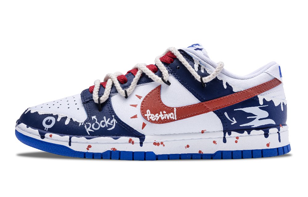 Nike Dunk Anti-Slip Wear-Resistant Low-Top Skateboard Shoes Men's Dark Blue