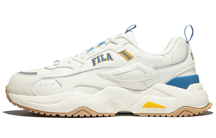 FILA Rayflide Low Top Casual Shoes Unisex White Blue Yellow Korean Style