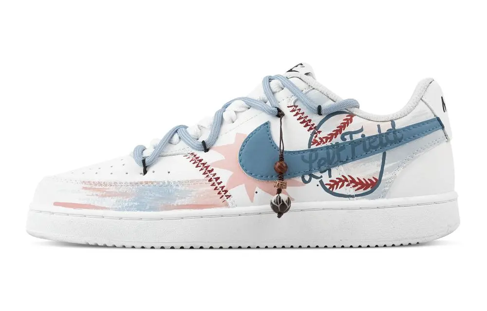 Nike Court Vision 1 Baseball Abrasion Resistant Low top Skateboard Shoes Men's White Blue