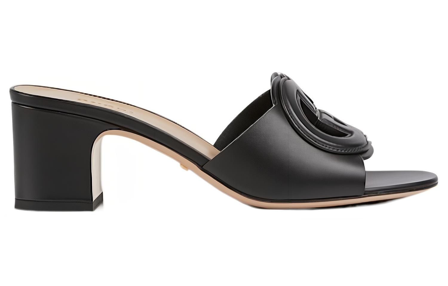 GUCCI Interlocking Quiet Slide Slippers Women's Black