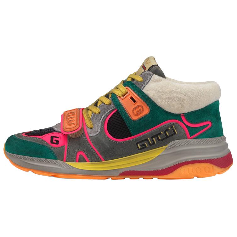 GUCCI Ultrapace Mid-Top Athletic Shoes Casual Shoes Women's Gray Green