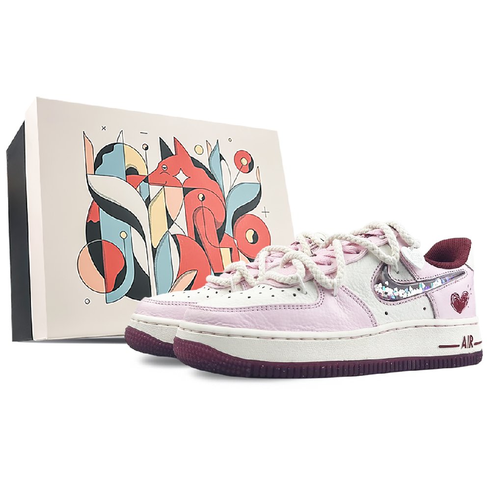Nike Air Force 1 Anti-Slip Wear-Resistant Low-Top Skateboard Shoes Women's Pink White