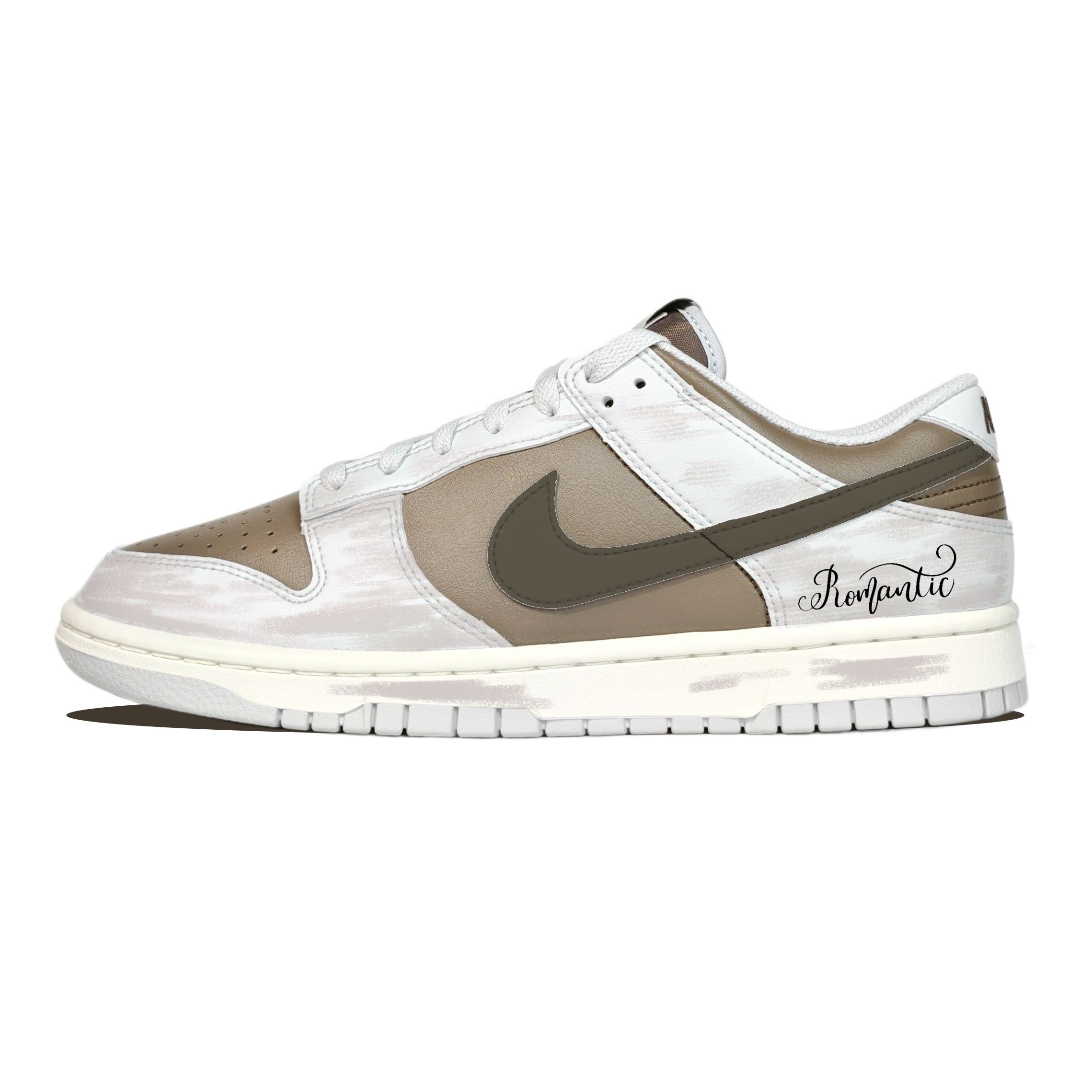 Nike Dunk Romantic Abrasion Resistant Low top Skateboard Shoes Unisex Gray Brown