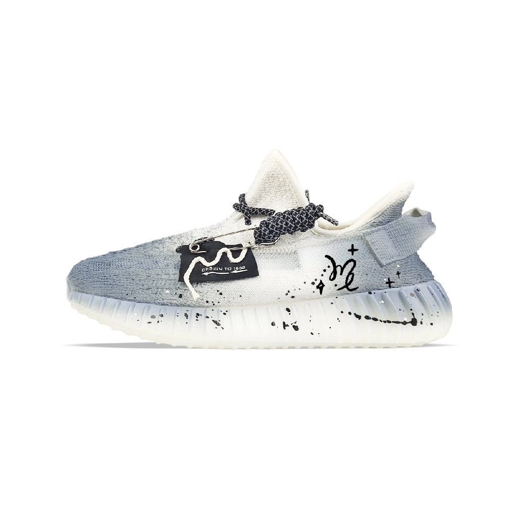 Adidas Originals Yeezy Boost 350 V2 Abrasion Resistant Low Top Casual Shoes Unisex White Blue