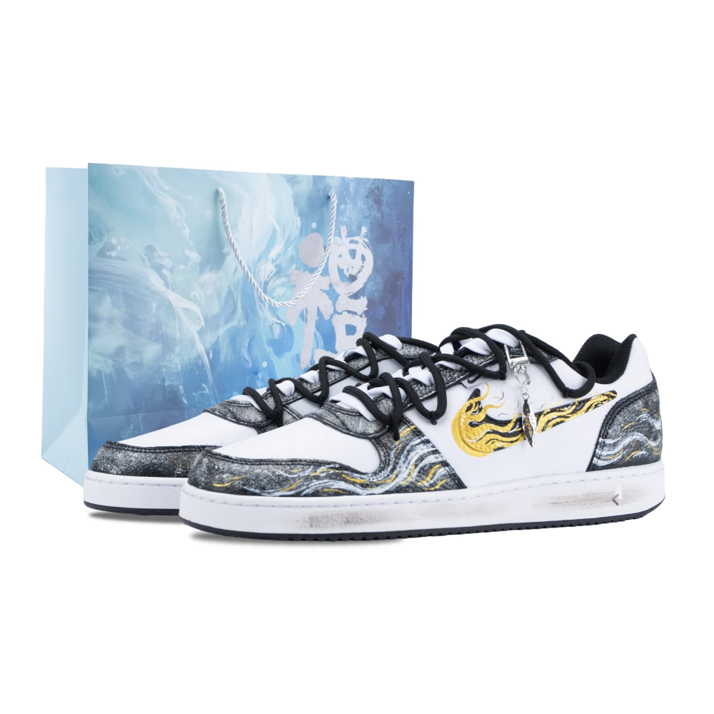 Nike EBERNON Gilded Low top Skateboard Shoes Men's Black White Gold