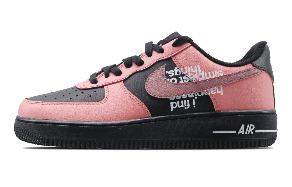 Nike Air Force 1 Anti Slip Wear Resistant Low Top Skateboard Shoes Women's Black Pink