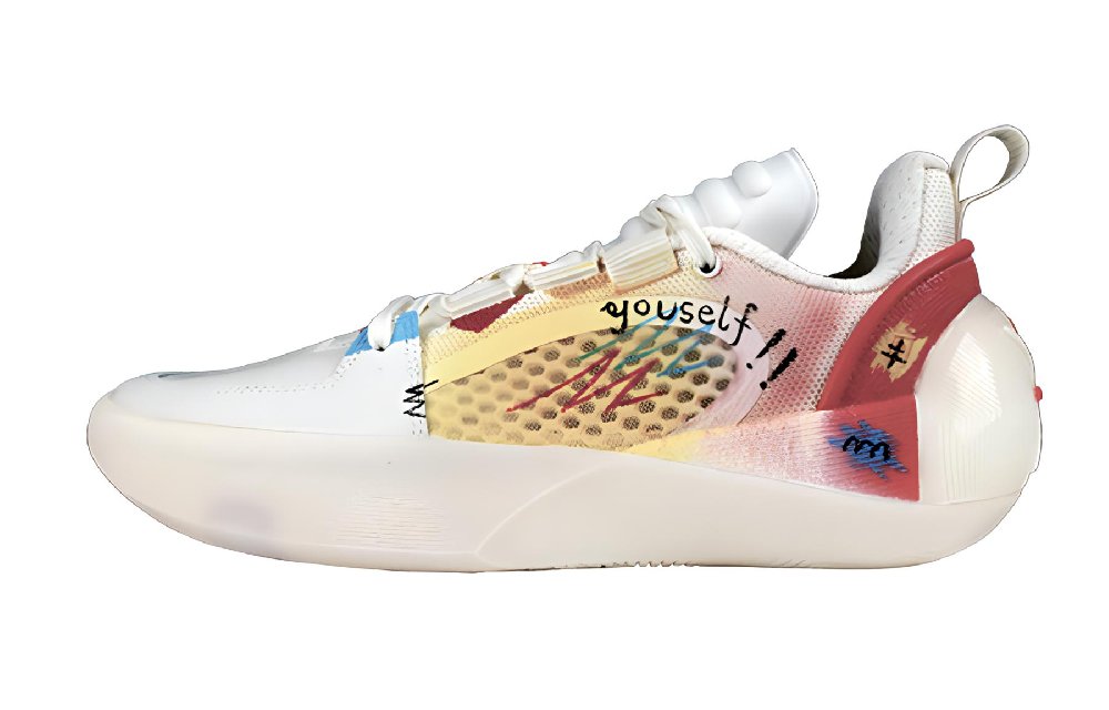 LiNing All City 12 Encore Cushioned Slip Resistant Abrasion Resistant Low Top Basketball Shoes Men's White Red Yellow