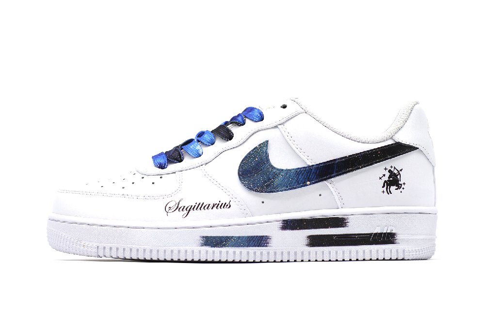 Nike Air Force 1 Constellation Collection Sagittarius Graffiti Low-Top Skateboard Shoes Men's Blue White