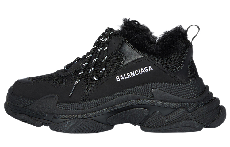 Balenciaga Triple S Fake Fur Black Women's