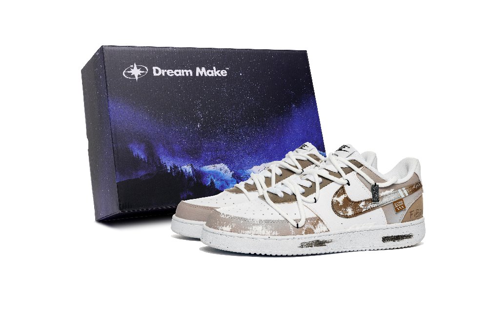 Nike Court Vision 1 Anti-Slip Wear-Resistant Low-Top Skateboard Shoes Men's Brown White