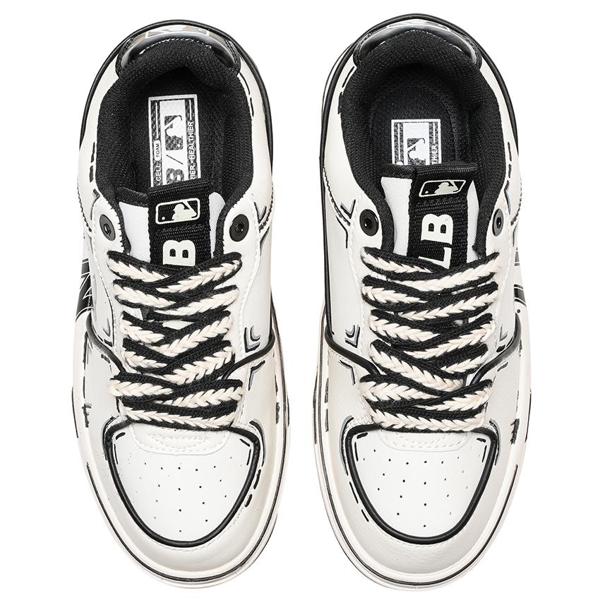MLB Chunky Liner Anime Ultra Simple Lines Anti-Slip Wear-Resistant Low-Top Skateboard Shoes Unisex White