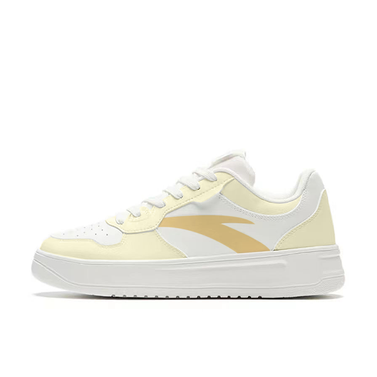 Anta Life Collection Anti-Slip Wear-Resistant Low-Top Skateboard Shoes Women's White Yellow Brown