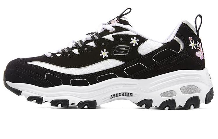 Skechers D'Lites 1.0 Chunky Sneakers Women's Low-Top Black/White/Silver