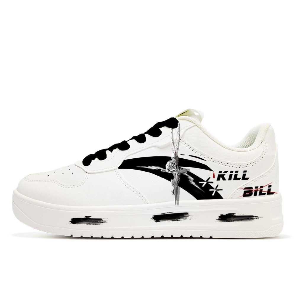 Anta Slip Resistant Cushioning Abrasion Resistant Low Top Skateboard Shoes Men's White Black