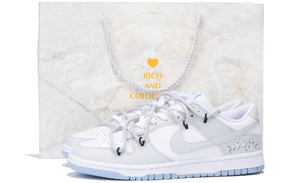 Nike Dunk Moon Orbit Durable Breathable Low-Top Skateboard Shoes Men's White Gray