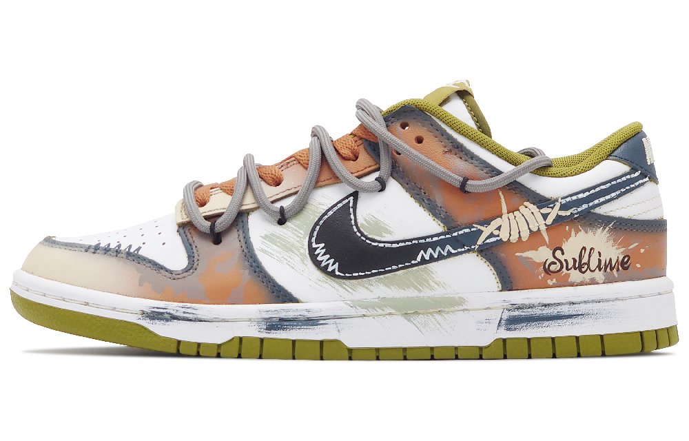 Nike Dunk Anti-Slip Wear-Resistant Low-Top Skateboard Shoes Men's White Orange