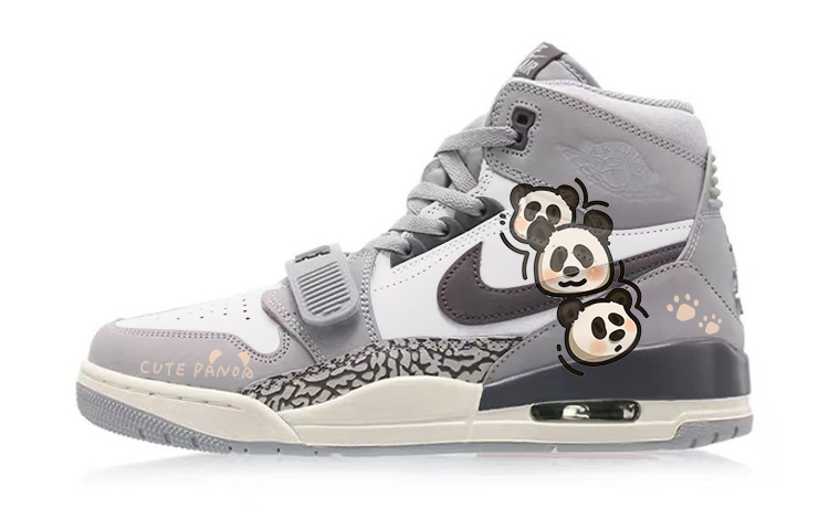 Jordan Legacy 312 Cushioning Anti-Slip Wear-Resistant Breathability High-Top Vintage Basketball Shoes Men's Gray Cement