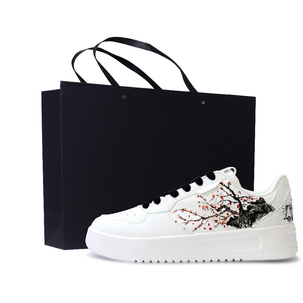 Anta Relaxed Slip Resistant, Lightweight, And Breathable Low Top Skateboard Shoes Men's Black White Red