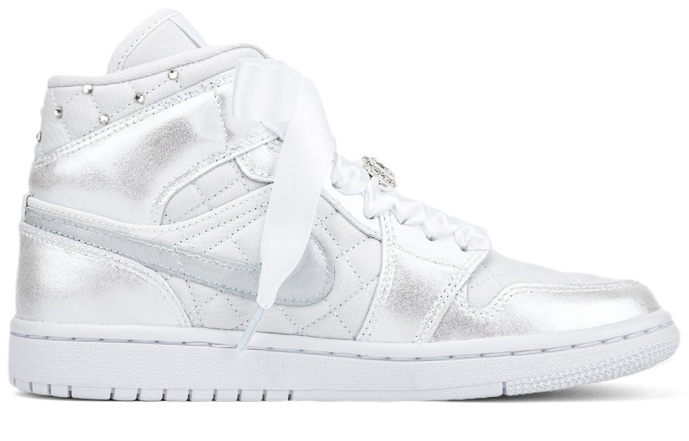 Jordan Air Jordan 1 Mid Top Vintage Basketball Shoes Women's White Silver