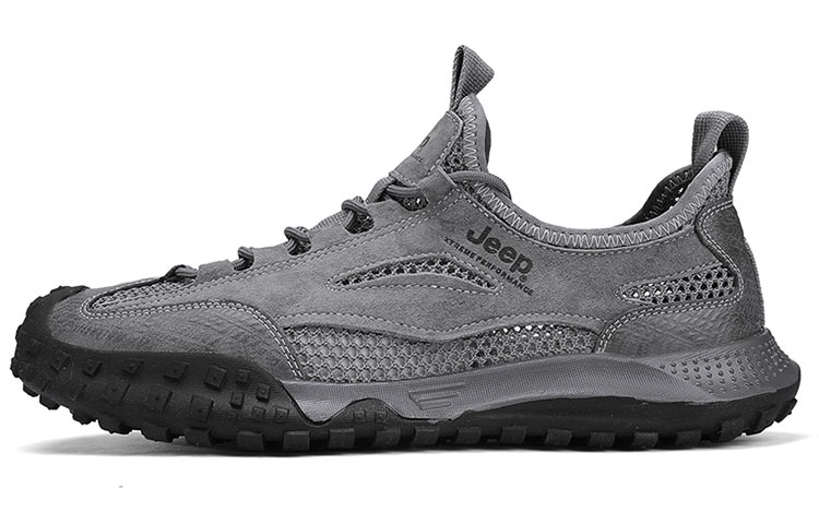 Jeep Cushioning, Abrasion Resistant, Lightweight, And Breathable Low Top Hiking Shoes Men's Gray