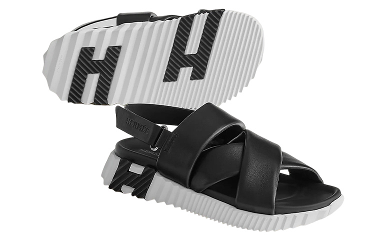 HERMES Electric Beach Sandals Women's Black White купить в интернет-магазине Yoocart с быстрой доставкой по России.