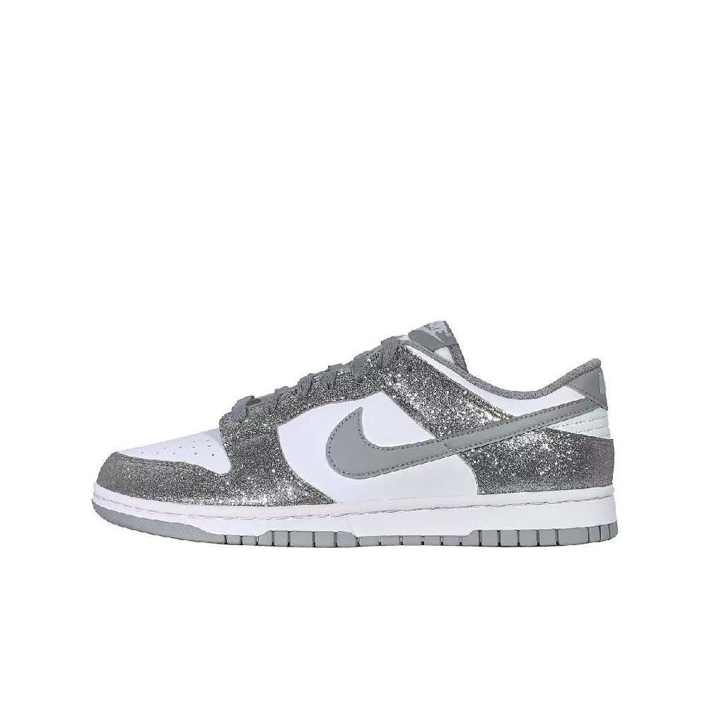 Nike Dunk Lightweight Low Top Skateboard Shoes Unisex White Silver