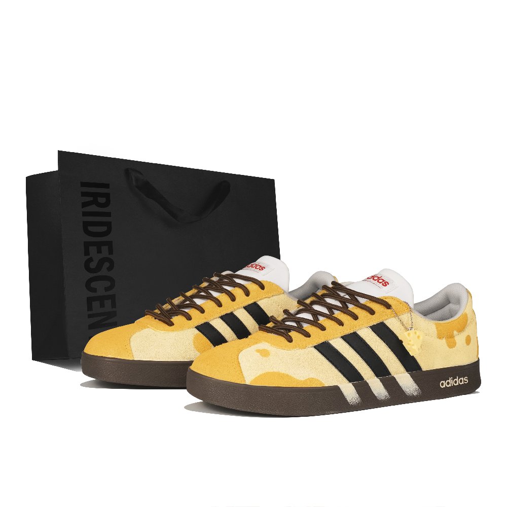 Adidas VL COURT 2.0 Cushioning Low top German Army Trainers Unisex Black Yellow