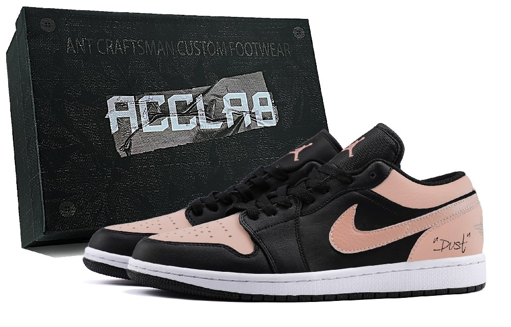 Jordan Air Jordan 1 Abrasion Resistant Low Top Vintage Basketball Shoes Unisex Black Pink