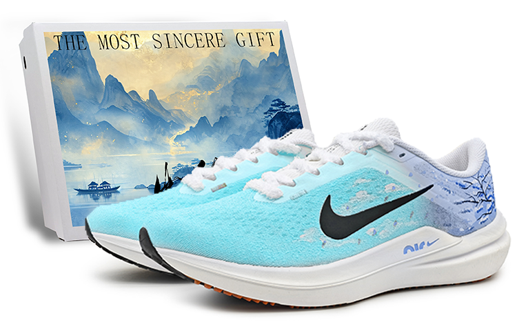 Nike Air Winflo 10 Cushioned Slip-Resistant Low-Top Running Shoes Unisex Blue Purple Gradient