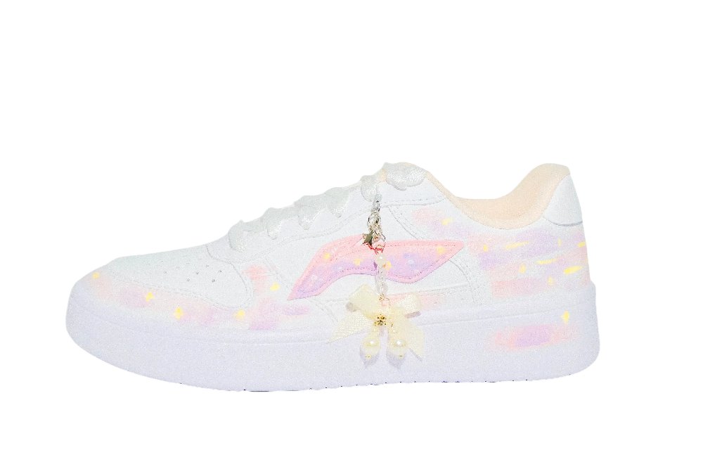 LiNing Pontoon Boats Slip Resistant Abrasion Resistant Low top Skateboard Shoes Women's Pink Yellow