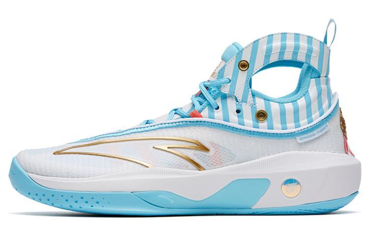 Anta KT8 Sailor Soup Cushioning Anti-Slip And Wear-Resistant High-Top Performance Basketball Shoes White Blue