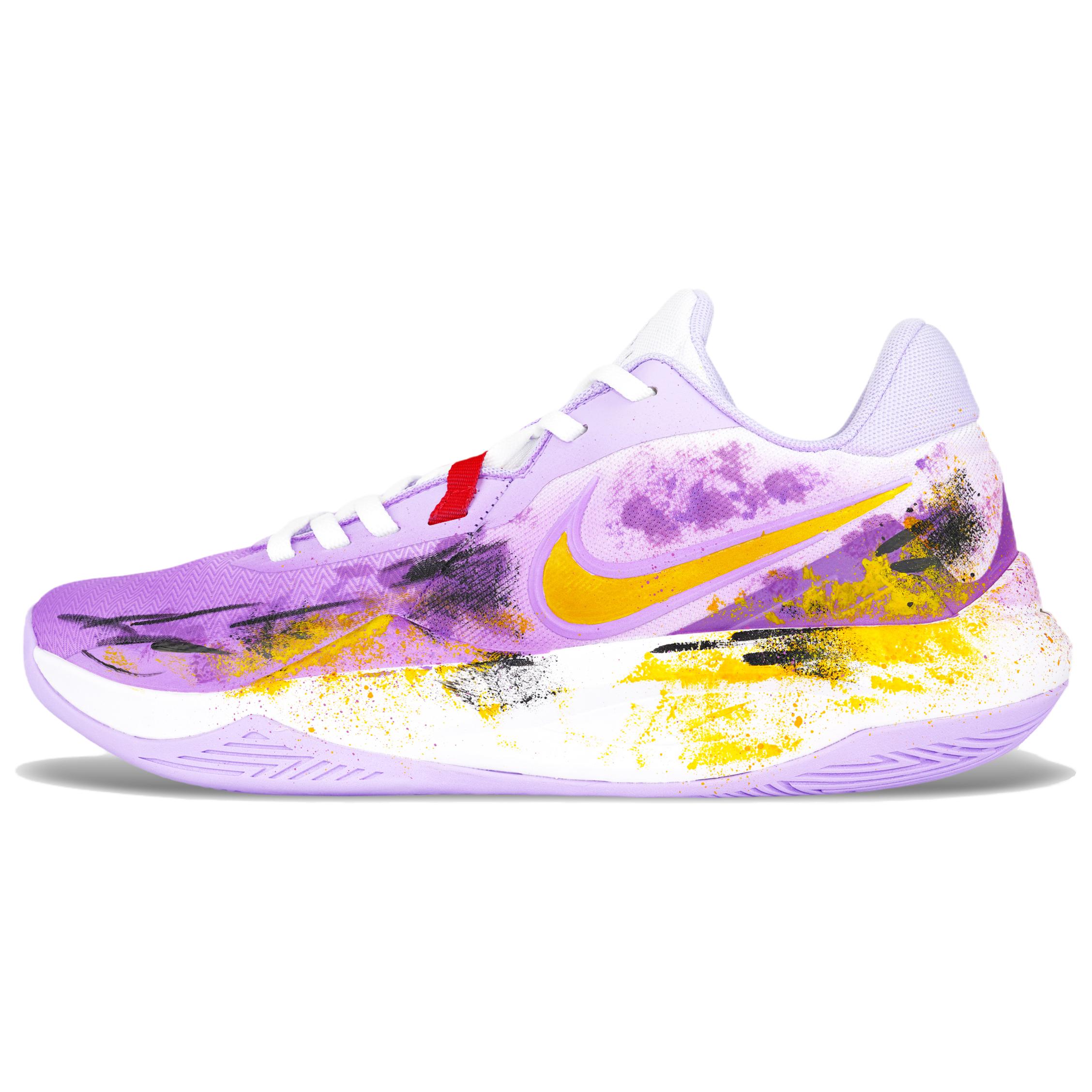 Nike Precision 6 Abrasion Resistant Low Top Basketball Shoes Men's Purple Gold