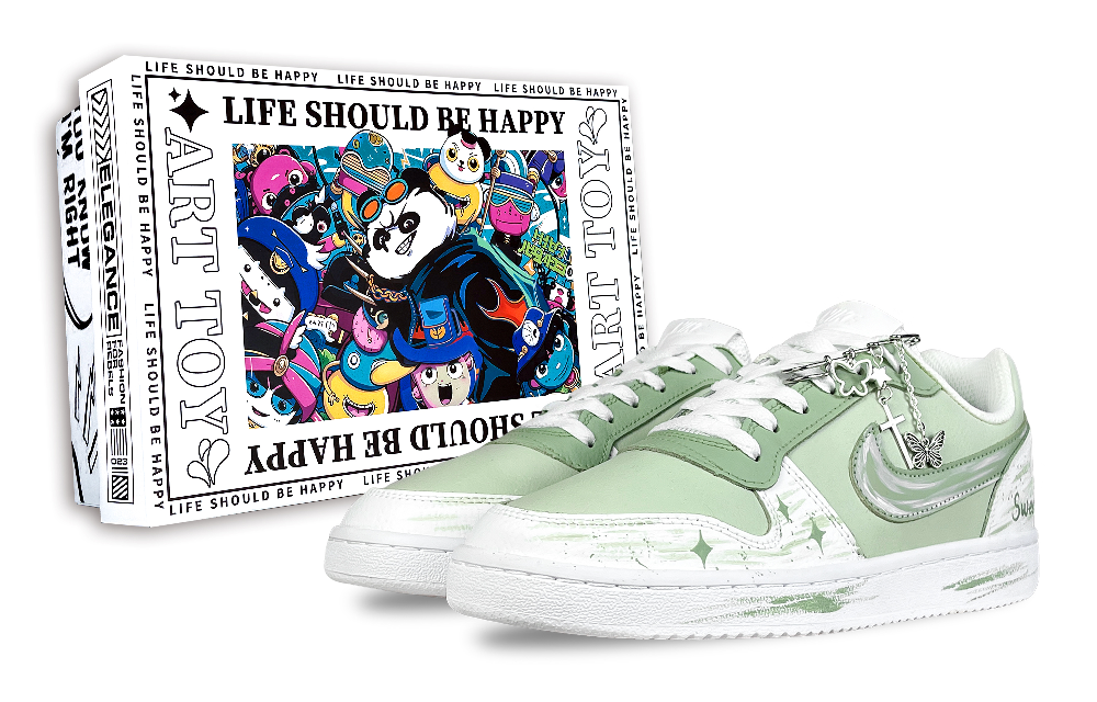 Nike EBERNON Butterfly Shadow Star Moon Shock Absorbers Low Top Skateboard Shoes Unisex Light Green