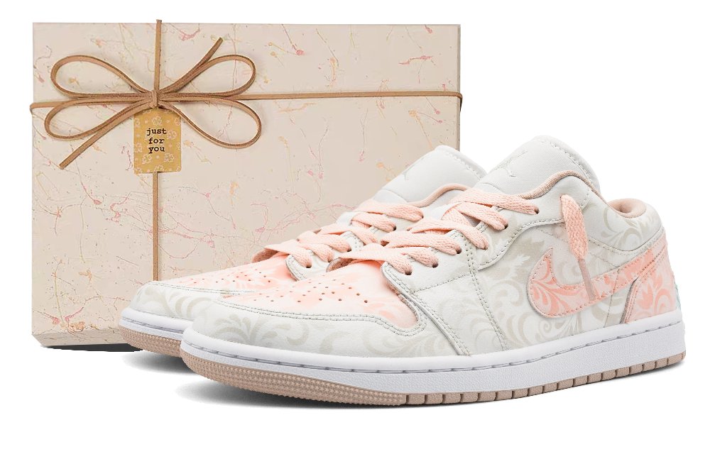Jordan Air Jordan 1 Low Cushioning Anti-Slip And Wear-Resistant Low-Top Vintage Basketball Shoes Unisex Gray Orange