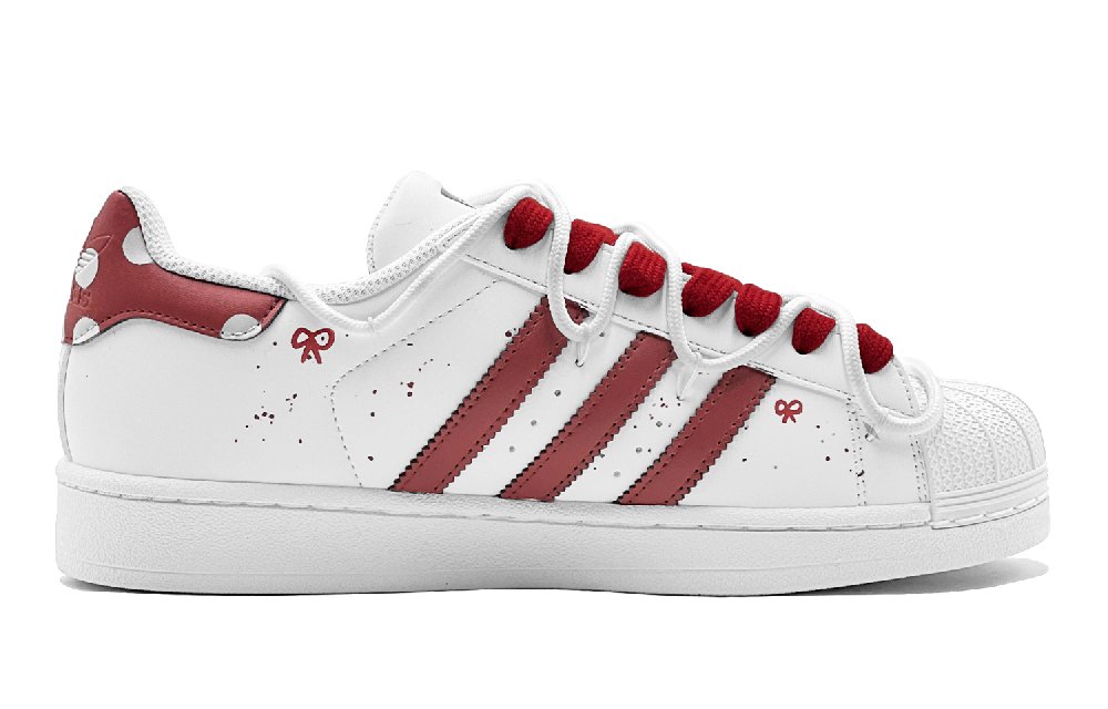 Adidas Originals SUPERSTAR Polka Dot, Peaceful Apple, Deconstructed Design Low Top Casual Skateboard Shoes Unisex Red