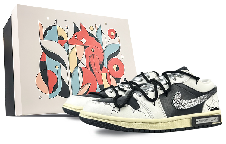 Jordan Air Jordan 1 Durable Breathable Low-Top Vintage Basketball Shoes Unisex Black White