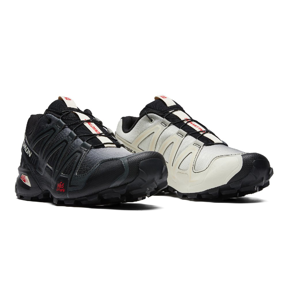 SALOMON Speedcross 3 Low Top Trail Running City Commute Athletic Shoes Unisex Black Vanilla Fire Red