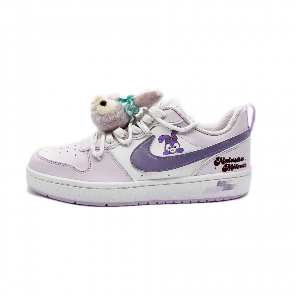 Nike Court Borough Purple Rabbit Leaping Wear-Resistant Slip-Resistant Low-Top Skateboard Shoes GS White Purple
