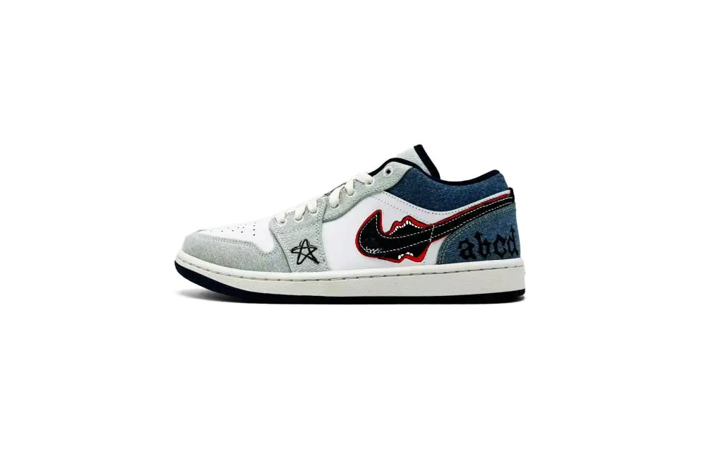 Jordan Air Jordan 1 Abrasion Resistant Low top Vintage Basketball Shoes Men's Black Red