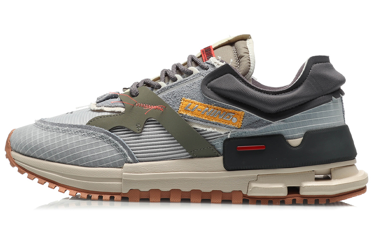 LiNing 001 Slip-Resistant Support Lightweight Low-Top Running Shoes Men's Gray Green Blue