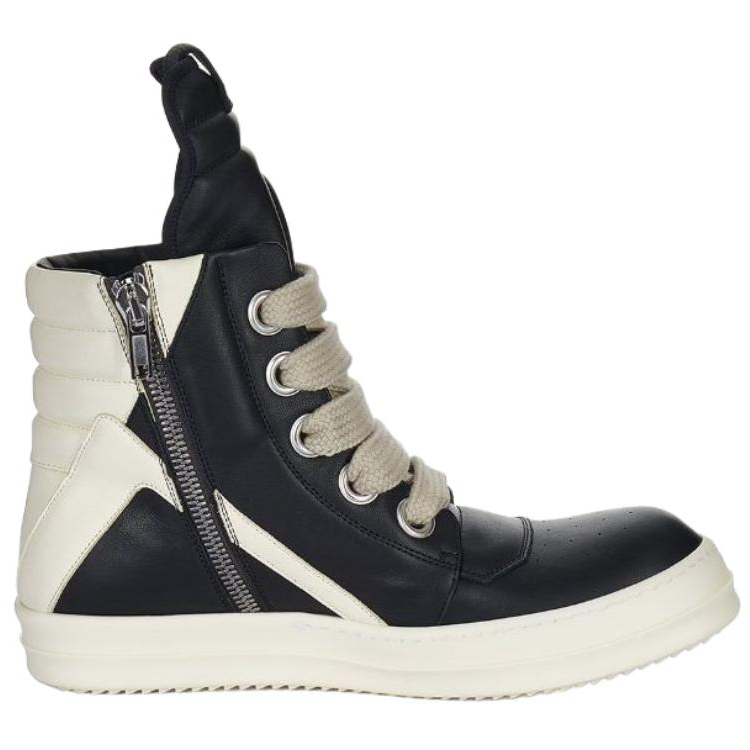 RICK OWENS/RO Concordians Jumbolace Geobasket High top Skateboard Shoes 3.5cm Men's Black White