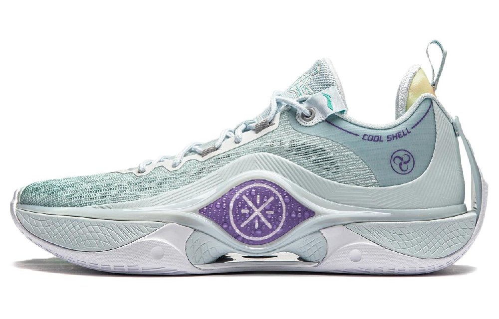 LiNing Shadow 5 V2 Cushioning Anti-Slip Wear-Resistant Breathability Low-Top Basketball Shoes Men's Light Blue White