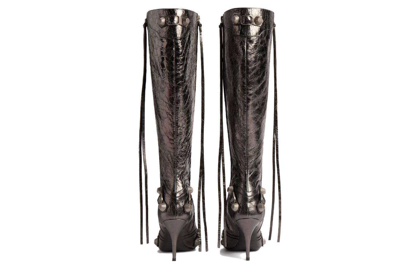 Balenciaga Cagole Knee high Boots 9cm Women's Silver Gray купить в интернет-магазине Yoocart с быстрой доставкой по России.